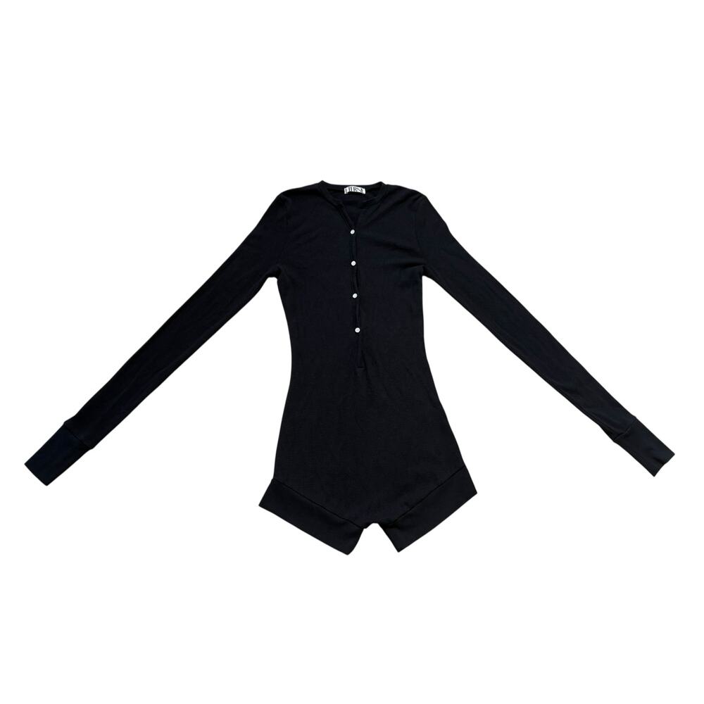 Eterne NWOT Thermal Waffle Black Romper ASO Hailey Bieber Medium - Picture 4 of 7